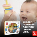 Kit Sensorial Premium para Bebês – Mordedores e Chocalhos de Madeira com Texturas e Cores Suaves – Hape