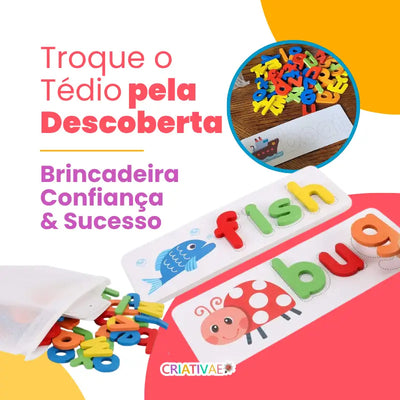 Jogo de Alfabetização e Ortografia para Crianças - Aprender a Soletrar com Cartas e Letras de Madeira | CRIATIVAE