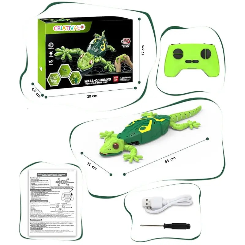 Lagarto Robótico Premium que Sobe Paredes – Brinquedo STEM Interativo com Controle Remoto | CRIATIVAE