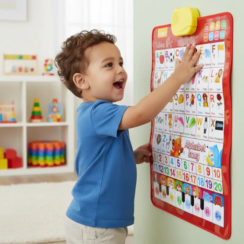 Pôster Interativo Bilíngue Inglês e Espanhol – Brinquedo Educativo Musical para Crianças | CRIATIVAE