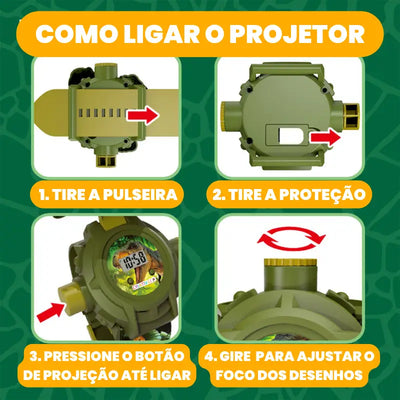 Relógio Projetor Infantil Dinossauro 3 em 1 – Luz, Hora e Diversão | CRIATIVAE