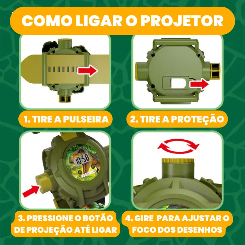 Relógio Projetor Infantil Dinossauro 3 em 1 – Luz, Hora e Diversão | CRIATIVAE