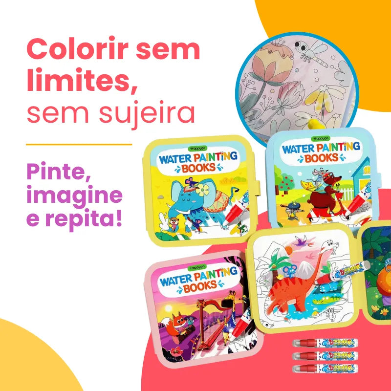 Livro de Pintura Mágica com Água Reutilizável – Doodle Books Educativos Bilíngues | CRIATIVAE