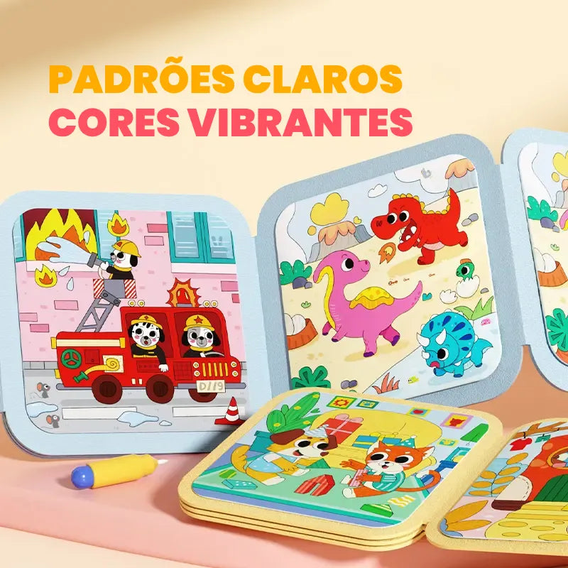 Livro de Pintura Mágica com Água Reutilizável – Doodle Books Educativos Bilíngues | CRIATIVAE