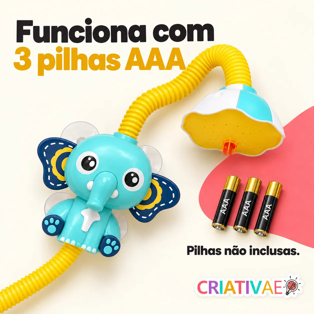 13 - Elefante azul com três pilhas AAA-6