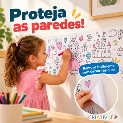 Bobina Criativa Criativaê - Rolo de Colorir de 3 Metros com Mais de 1000 Desenhos Coláveis