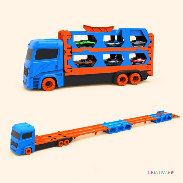 CegCar Blaster - Mega Caminhão Cegonha com Pista Retrátil Criativaê