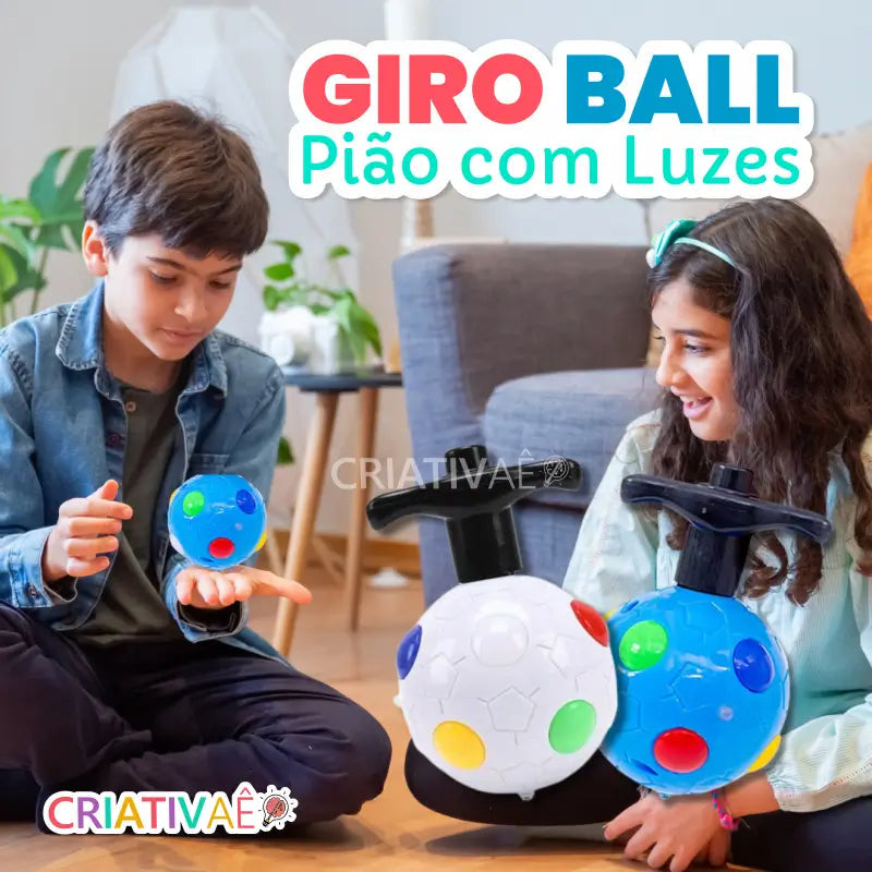 Giro Ball - Pião com Luzes + Brinde Exclusivos 3+ Criativaê 