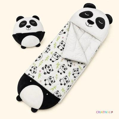 Happy Soneca saco de dormir infantil 3 em 1 de bichinho com travesseiro de pelúcia