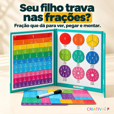 Fraciona Criativaê™ — Kit Didático Magnético com 102 Peças para Aprender Frações na Prática