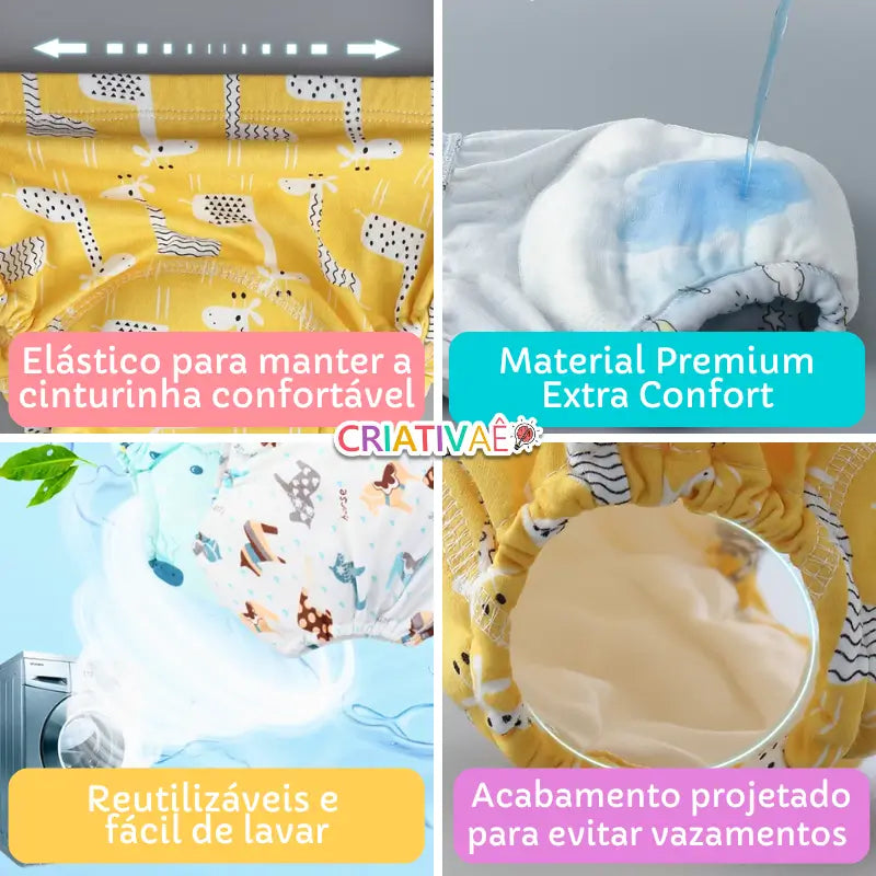 Kit 3 Fraldas para Desfralde Confort Cute Baby Premium Criativaê