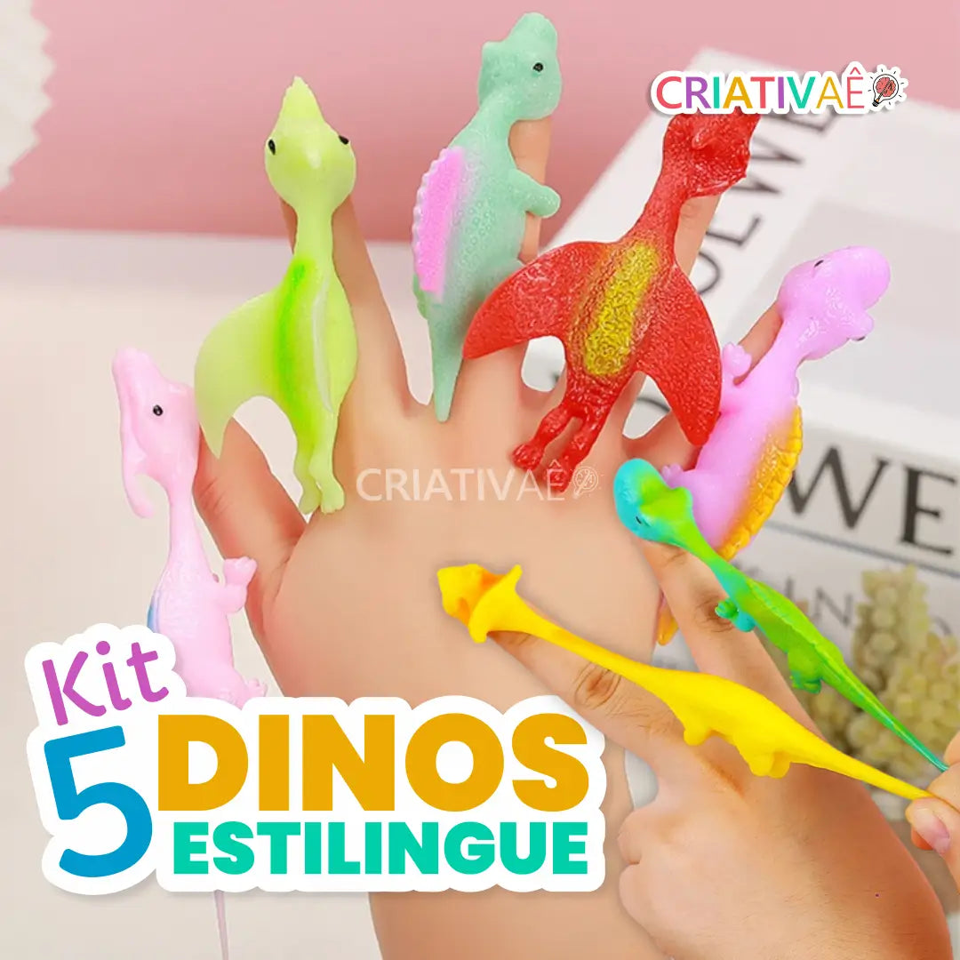 Kit 5 DinosEstilingue - Dinossauros Estilingues que Grudam Kit 5 DinosEstilingue Criativaê 
