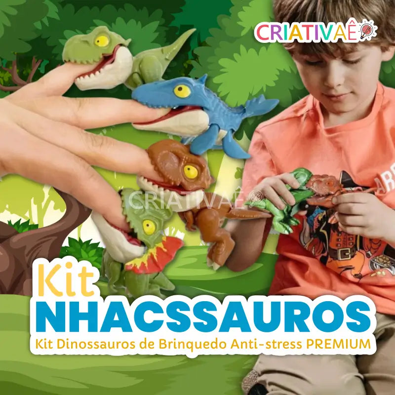 Kit Nhacssauros Premium - Kit Dinossauros de Brinquedo Anti-stress