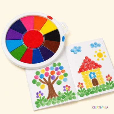 Kit Pintura Criativa paleta de tinta a dedo 12 cores com marcas de uso