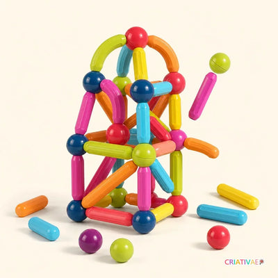 Magna Kids Criativaê estrutura de hastes e bolas magnéticas coloridas