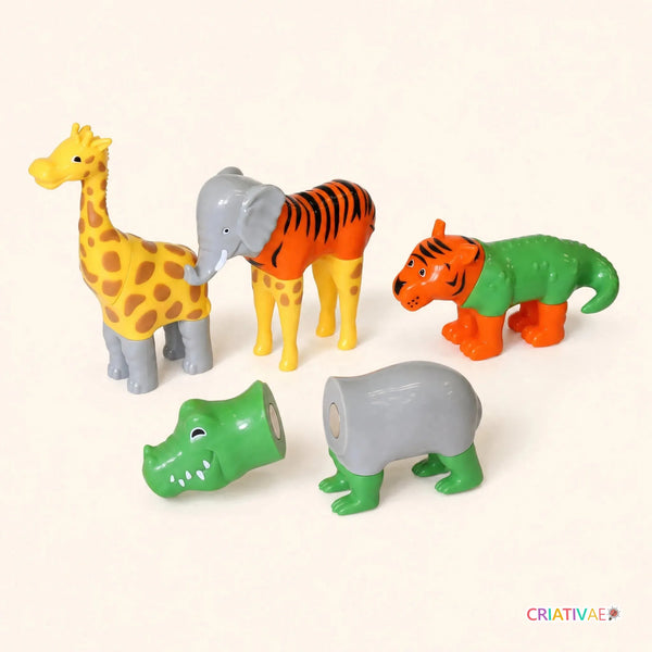 MagnetoZoo Criativaê - Quebra-cabeça Educativo Magnético 3D para Criar, Combinar e Misturar Animais