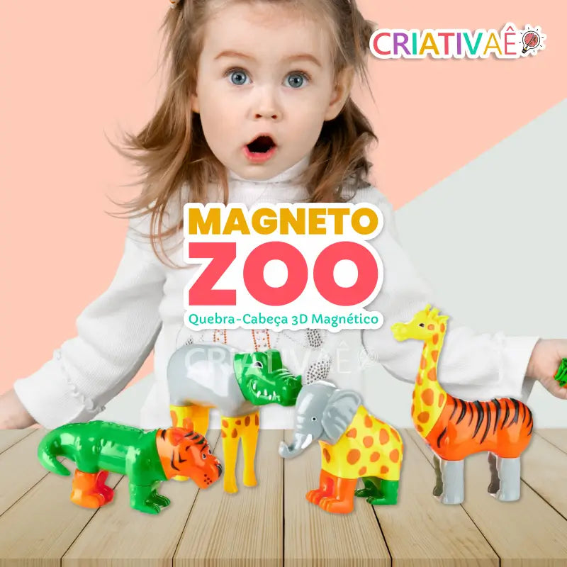 MagnetoZoo Criativaê - Quebra-cabeça Educativo Magnético 3D para Criar, Combinar e Misturar Animais