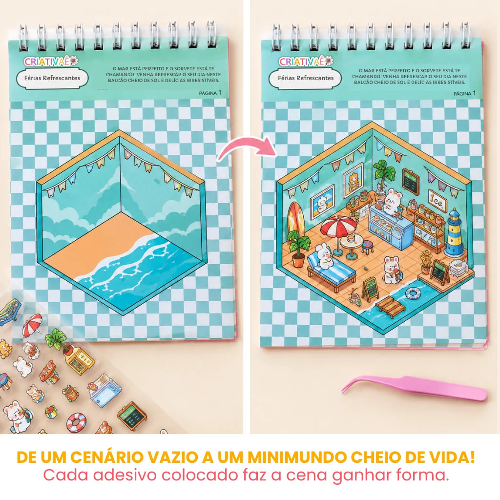 Minimundo Criativaê – Cenários 3D para Completar com Mais de 200 Adesivos