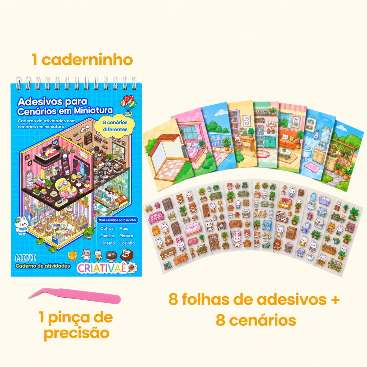 Minimundo Criativaê – Cenários 3D para Completar com Mais de 200 Adesivos