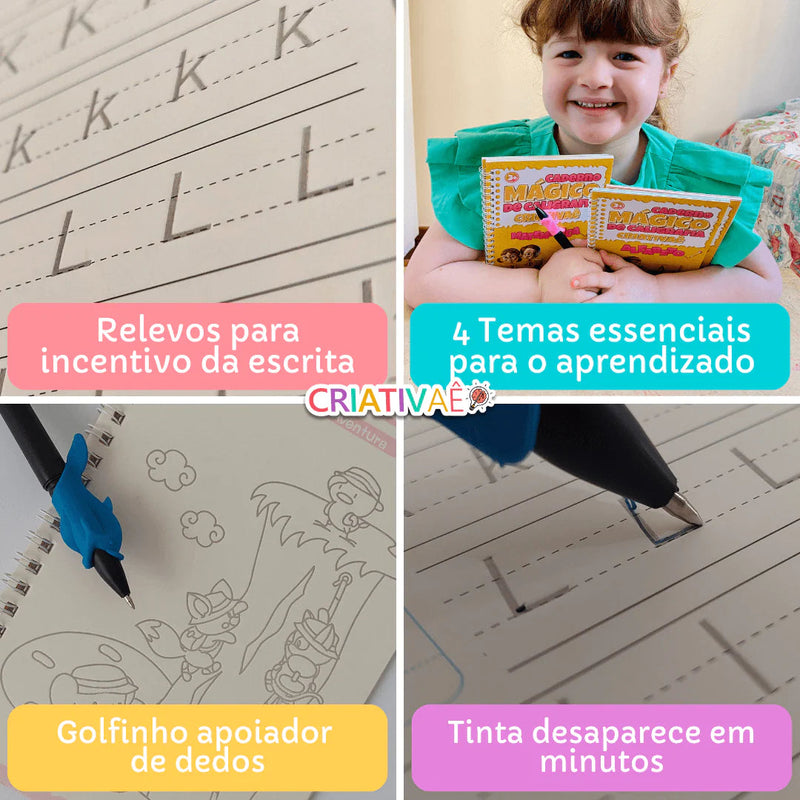 Novo KIT com 4 Cadernos de Caligrafia Mágicos Criativaê (Lançamento em Português) 3+ Criativaê 