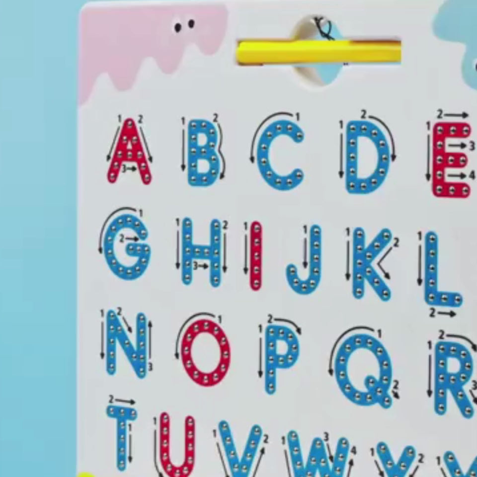 Carregar vídeo: Quadro Magnético de Traçado de Letras Alfabéticas Educativo de Dupla Face | CRIATIVAE