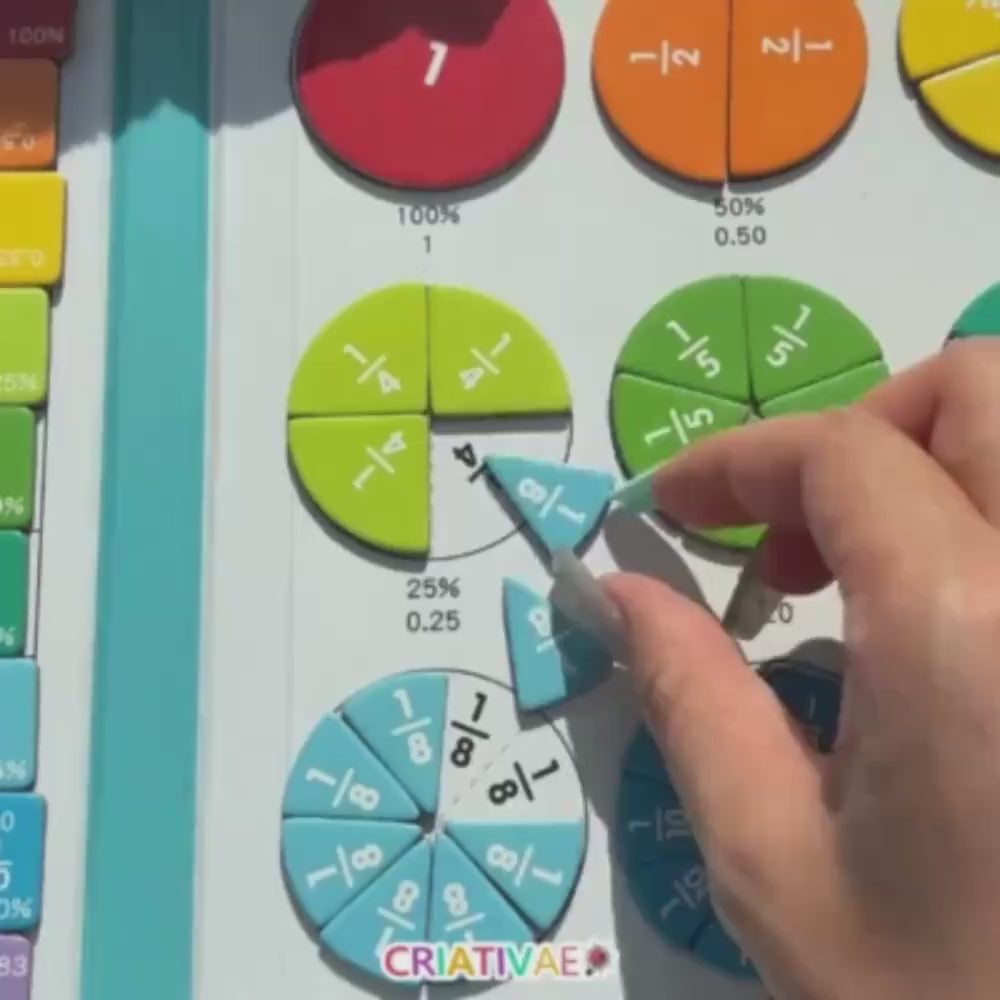 Carregar vídeo: Fraciona Criativaê™ — Kit Didático Magnético com 102 Peças para Aprender Frações na Prática