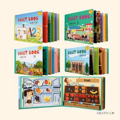 QuietBook Criativaê - Livro Interativo Montessori de Atividades com Velcro