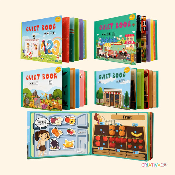 QuietBook Criativaê - Livro Interativo Montessori de Atividades com Velcro