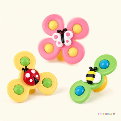 Spin Pop Criativaê kit de 3 brinquedos giratórios com ventosa