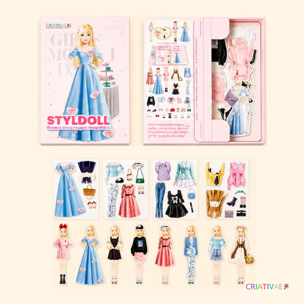 Styldoll Criativaê - Nova Boneca Fashionista com Roupas Magnéticas