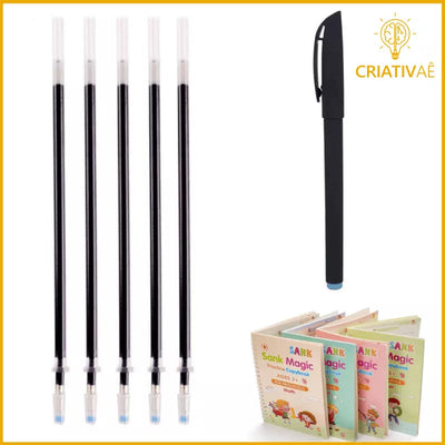 +5 Refis de Tinta Especial para Caneta do Caderno de Caligrafia Mágico Reutilizável Criativaê 