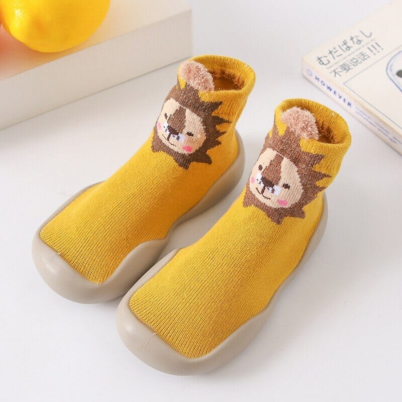 Animashoes - Sapatinho de Animais com Sola de Silicone Criativaê Amarelo Leão 6 - 12 Meses 