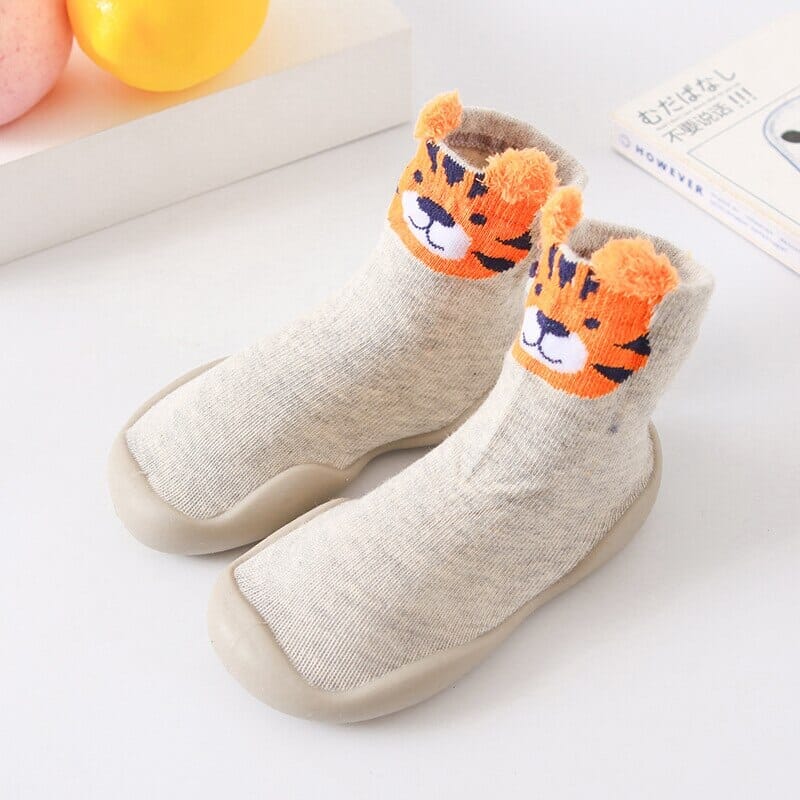 Animashoes - Sapatinho de Animais com Sola de Silicone Criativaê Cinza Tigre 6 - 12 Meses 