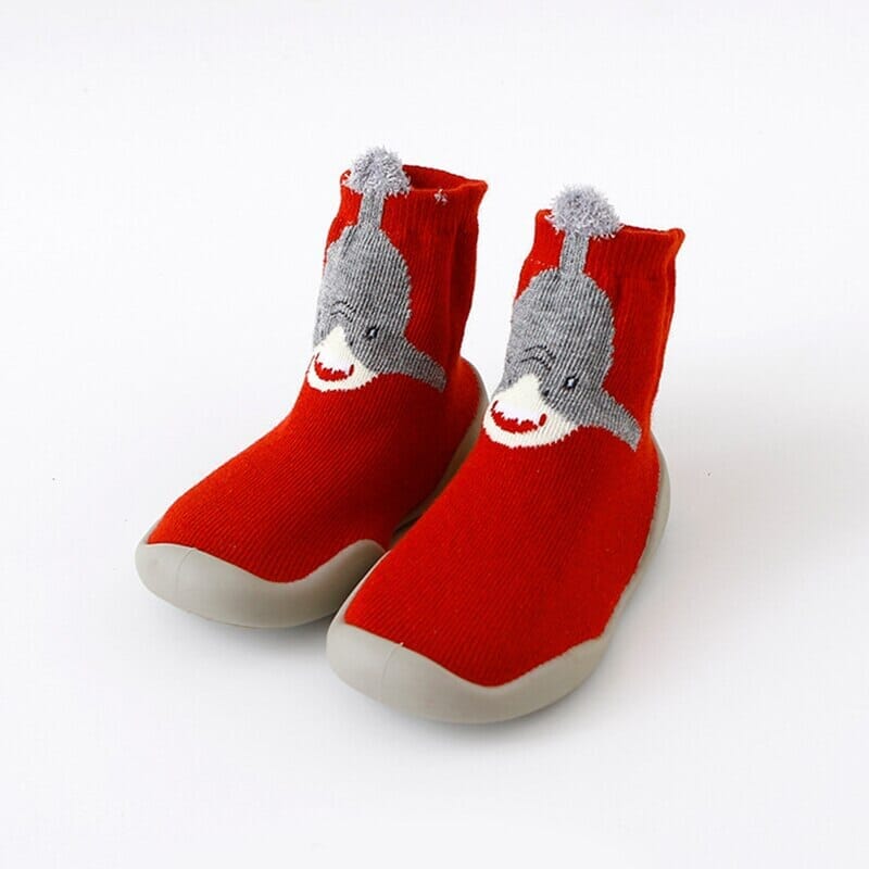 Animashoes - Sapatinho de Animais com Sola de Silicone Criativaê Vermelho Tubarão 6 - 12 Meses 