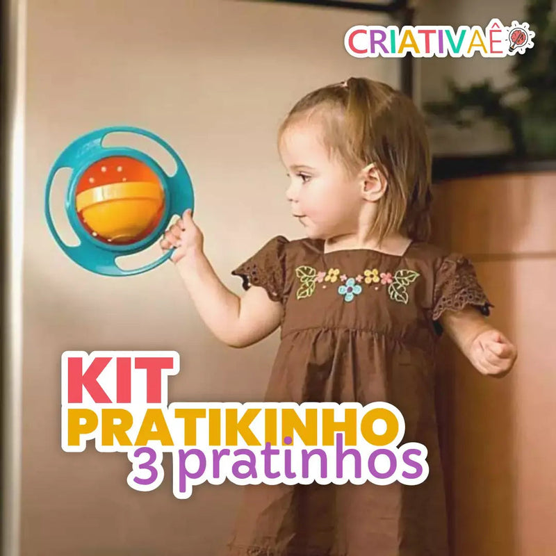 Kit Pratikinho - 3 Pratinhos 360° que não deixam a comida cair + Brinde Exclusivo Criativaê 