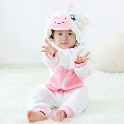 Macacão Baby Bichinhos Criativaê - Tecido Premium Resistente e Antialérgico I&C 3 Criativaê Unicórnio Branco 0 a 6 meses 
