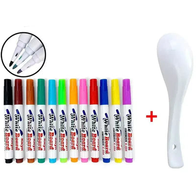 Magic Pen - Caneta Mágica de Tinta Flutuante I&C 3 Criativaê 12 cores + Colher de Cerâmica 