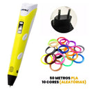 Pen Print 3D - Caneta de Impressão 3D I&C 3 Criativaê Amarela 50 metros (10 cores) 