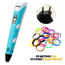 Pen Print 3D - Caneta de Impressão 3D I&C 3 Criativaê Azul 50 metros (10 cores) 