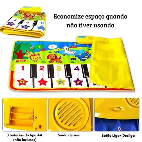 Tapete Music - Tapete Piano Infantil I&C 3 Criativaê 135 cm x 58 cm 